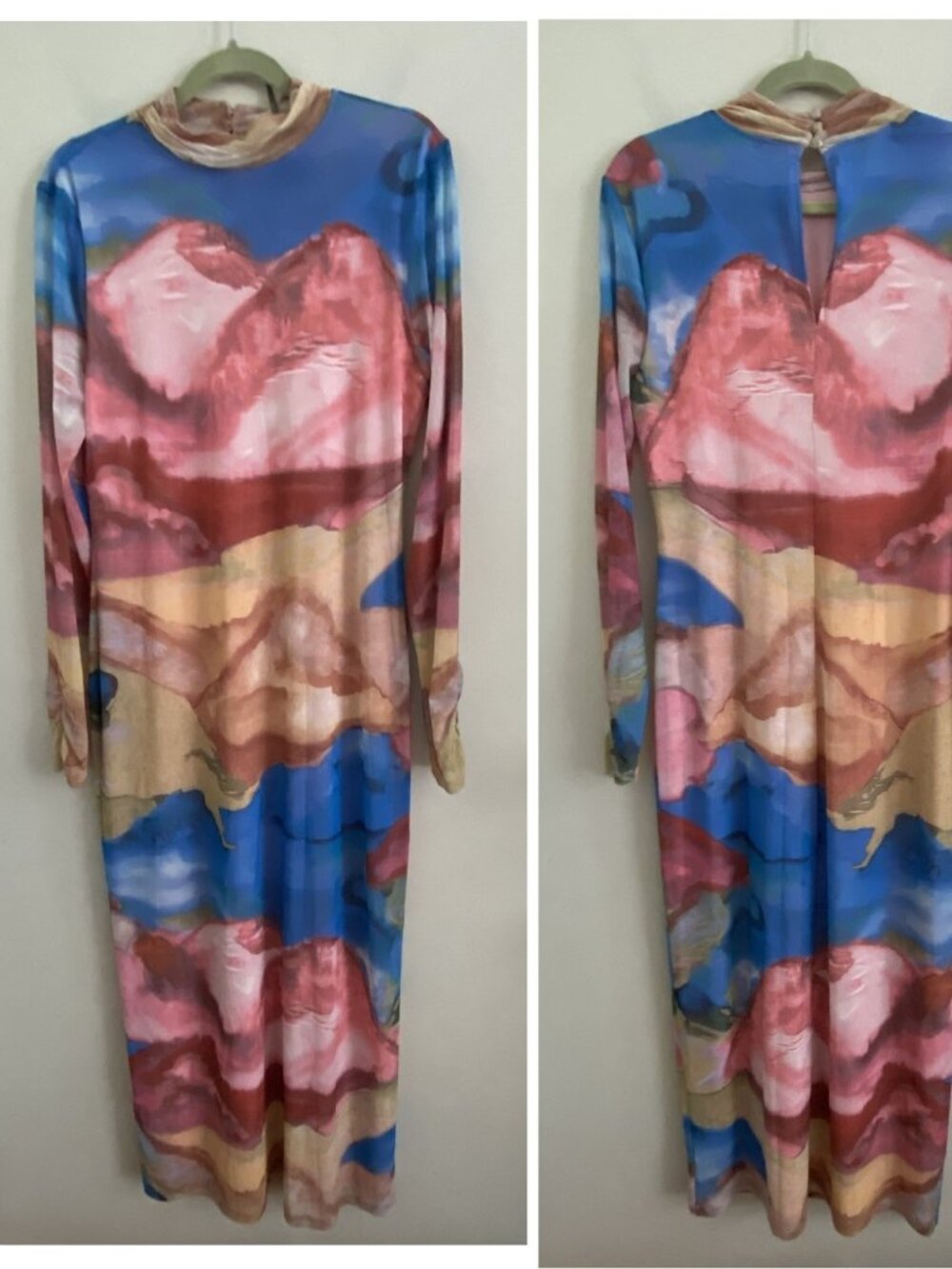 By Anthropologie Mock-Neck Knit Maxi Dress new with tag BLUE size L - Picture 9 of 9